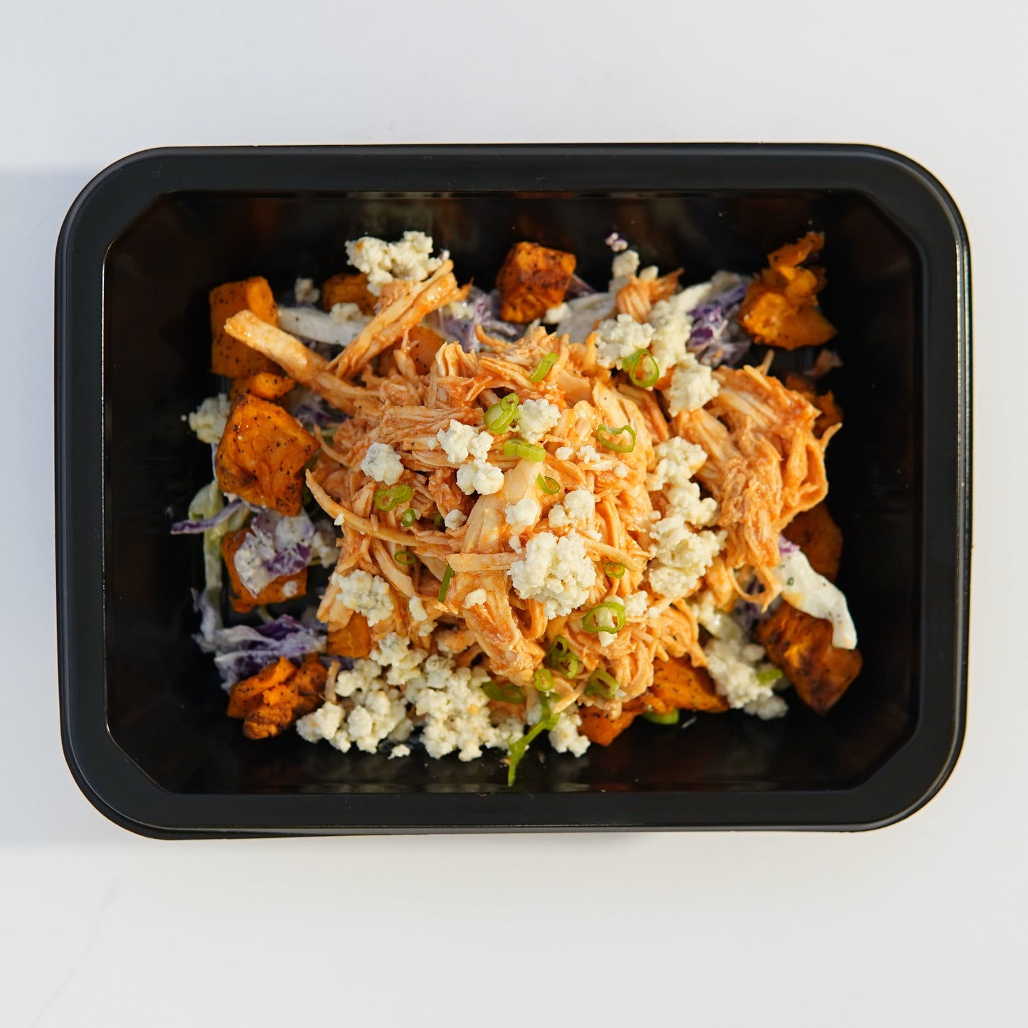 Buffalo Chicken Loaded Sweet Potatoes