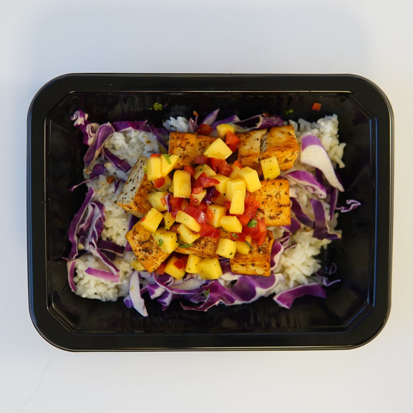 Seasoned Tofu with Mango Salsa