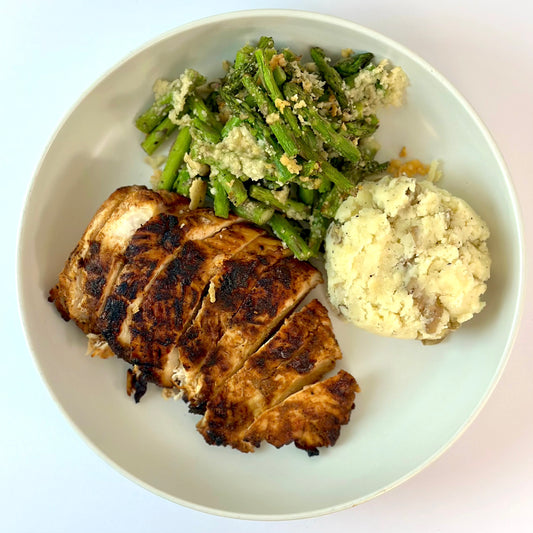 Mesquite Chicken with Parmesan Baked Asparagus