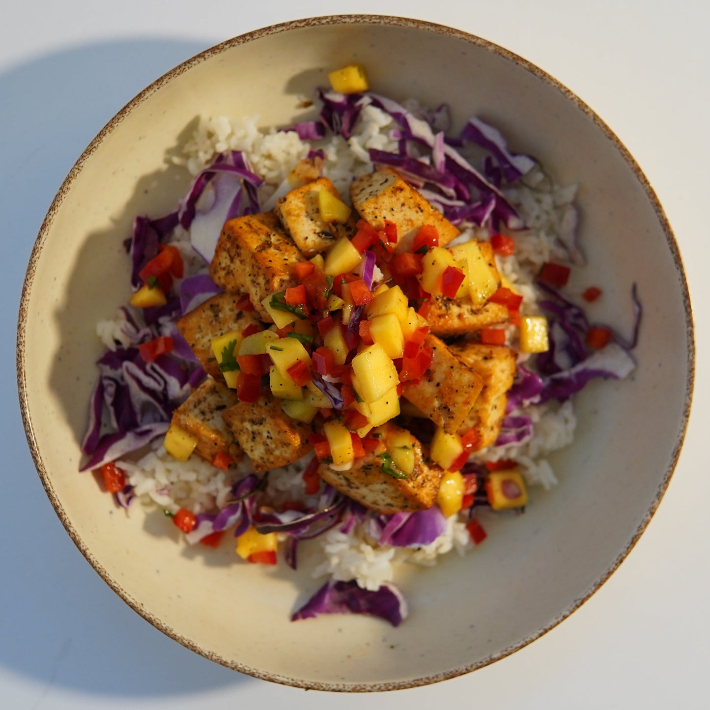 Seasoned Tofu with Mango Salsa