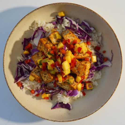 Seasoned Tofu with Mango Salsa