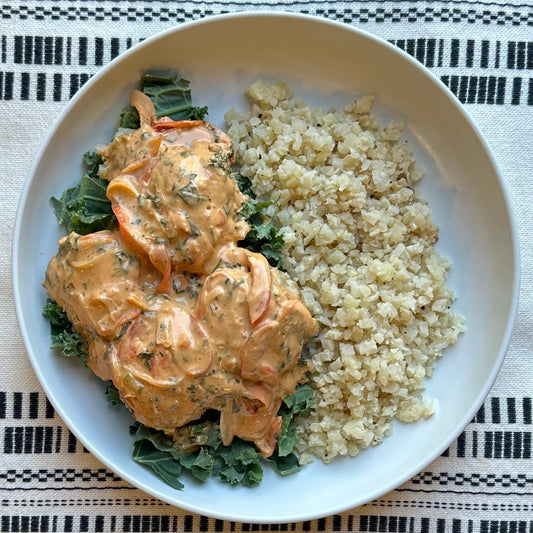 Plant Based Red Curry Meatballs with Cauli Rice