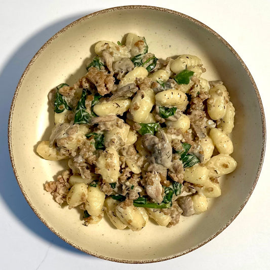 Gnocchi with Mushroom Cream and Sausage